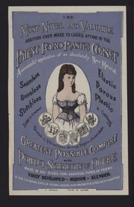 特許「Poro-Plastic corset」の広告（カラーリトグラフ 作： English School