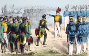 モンテレーの戦いの後、メキシコ将軍のペドロデアンプディアは、1846年から48年のメキシコ米戦争中に、ザカリーテイラー将軍に都市を降伏させました。 作： English School