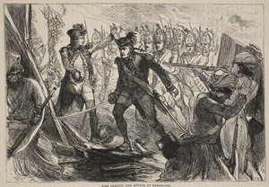 バンガロールでの攻撃を先導するエア、パブのジェームズグラントによるカッセルズイラストレイテッドヒストリーオブインドのイラスト。 1879 作： English School
