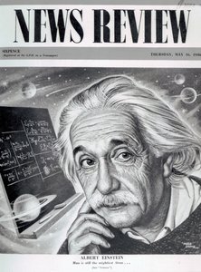 1946年5月16日、「ニュースレビュー」の表紙に掲載されたアルバートアインシュタイン（印刷） 作： English School