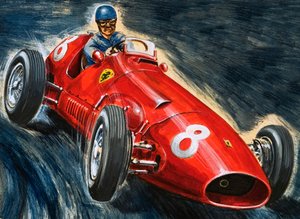 マセラティを運転するアルベルト・アスカリ 作： English School