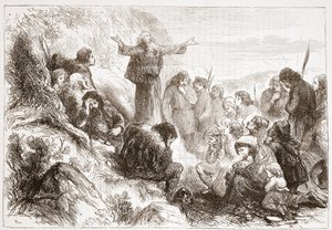ローヌ川のほとりにいるアルビゲン派の崇拝者、ジェームズエイトケンワイリー（1808-1890）による「プロテスタンティズムの歴史」のイラスト、パブ。 1878 作： English School