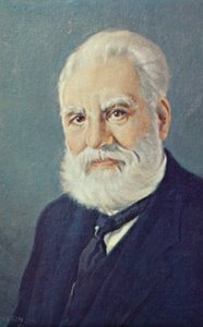 アレクサンダー・グラハム・ベル（1847-1922）スコットランドの科学者、発明家（カラーリトグラフ）