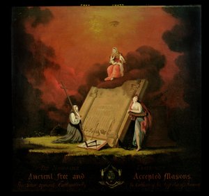 フリーメーソンの象徴主義との寓意的なグループ、1810 作： English School