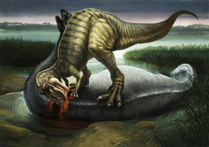 アパトサウルスを食べるアロサウルス