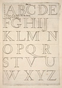 アルファベット標本シート、パブ。 1683年の彫刻。 作： English School
