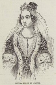 ギリシャの女王、アメリア（版画 作： English School