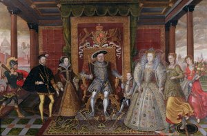 チューダー継承の寓話：ヘンリー8世の家族、c.1589-95 作： English School