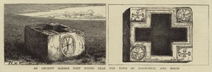 小アジアのマルモリスの町の近くで発見された古代の大理石のフォント(彫刻) 作： English School