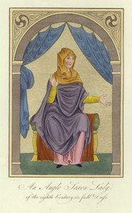 正装した8世紀のアングロサクソン人の女性 作： English School