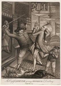 ムッシューをこき使うイギリスのジャック・ター, pub.1779年（メゾチント）
