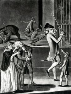 悲惨な野生の獣またはマカロニの展覧会、1774（メゾチント） 作： English School