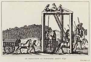 1630年頃のタイボーンでの処刑（リトグラフ） 作： English School