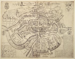 ロバート・ウォルトンが印刷、着色、販売したブリストルとその郊外の古代都市地図 作： English School