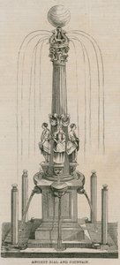 1656年にロンドンのリーデンホールコーナーに建てられた古代の文字盤と噴水 作： English School