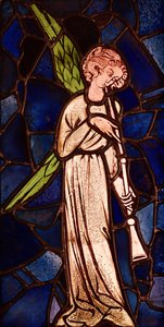 トランペットを吹く天使、c.1280 作： English School