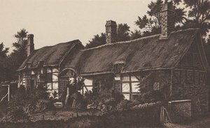 アン・ハサウェイのコテージ、ストラットフォード・オン・エイボン（リトグラフ） 作： English School