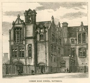 ロンドン教育委員会のアーキテクチャ：ギデオンロードスクール、バタシー、ロンドン 作： English School