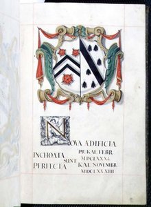 Archive 3693 fol.2 オックスフォードのNew Buildings Benefaction Bookに掲載された紋章