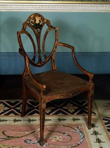 アームチェア、ジョージ・セドン作、1780年頃（塗装木材） 作： English School