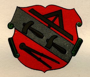 アームズオブザストーンメイソンズオブストラスバーグ、 『The History of Freemasonry』第2巻、トーマスCジャック刊、ロンドン、1883年 作： English School