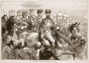 Coiladyにメジャーローレンスが到着、Cassells Illustrated History of Indiaのイラスト。 1879 作： English School