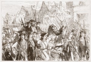 ライプシクでのヴィッテンベルク神学者の到着、ジェームズエイトケンワイリー（1808-1890）によるプロテスタンティズムの歴史のイラスト、パブ。 1878 作： English School