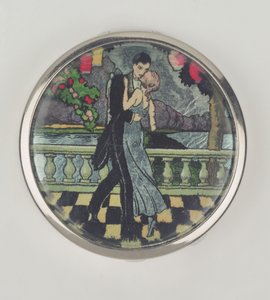 アールデコダンサーパウダーコンパクト、ストラトノイド製、1920-30（エナメル） 作： English School