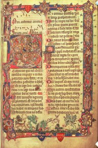 Arundel 83 f.14 Arundel Psalter の雄鹿と鳥、1310 年頃（ベラム）