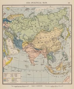 アジア, 政治地図 (カラーリトグラフ) 作： English School