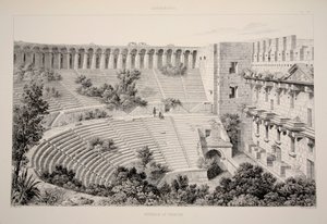 Aspendu - 劇場の内部、パブ。 1863年のリトグラフ。 作： English School