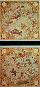 占星術のカレンダー、干支の兆候、1660年頃（手描きの彫刻） 作： English School