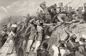 1858年に出版された「インドの反乱の歴史」からの1857年7月30日、ルクナウでのRedanバッテリーに対する反逆者の攻撃