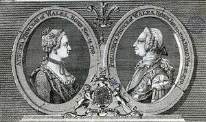 皇太子妃オーガスタ（1719-72）と皇太子フレデリック・ルイ（1707-51）、『ジェントルマンズ・マガジン』誌からの記念品