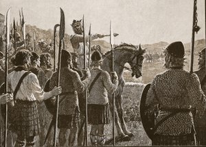 バノックバーン：戦闘前に部隊を振り返るブルース、カッセルズイラストレイテッドイングランドオブイングランドのイラスト（セピア写真）