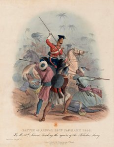 アリワルの戦い、1846年1月28日（カラーリトグラフ） 作： English School