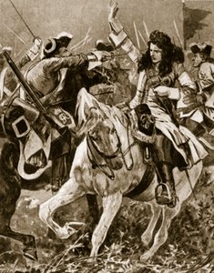 1709年9月11日のマルプラケの戦い：スペイン継承戦争中にシュヴァリエセントジョージが負傷。 作： English School