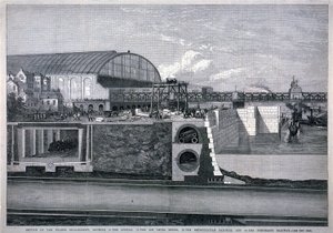 バザーゲット、テムズ川堤防、1867年 作： English School