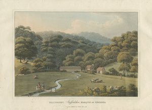 ボーデザート公園：1816年に着色されたアクアチントの彫刻 作： English School