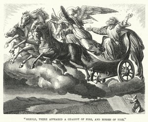 「見よ、火の戦車と火の馬が現れた」（エングレーヴィング） 作： English School
