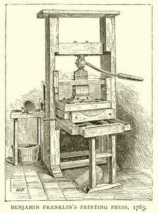 ベンジャミンフランクリン印刷機、1785年 作： English School