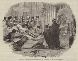 1840年にセントヘレナでナポレオンの発掘に参加したベルトラン 作： English School