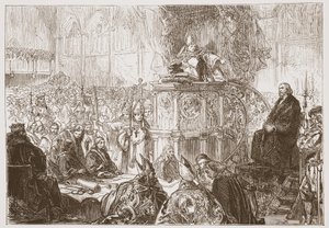フスの裁判で説教しているロディの司教、ジェームズエイトケンワイリー（1808-1890）によるプロテスタンティズムの歴史のイラスト、パブ。 1878 作： English School