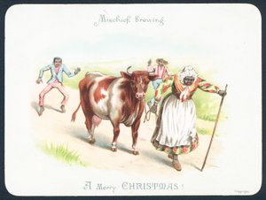Vaca líder de mulher negra, cartão de Natal 作： English School