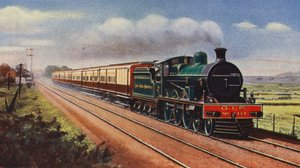大インド半島鉄道のボンベイ-カルカッタ間郵便（カラーリトグラフ） 作： English School