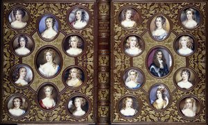 チャールズ2世と彼の宮廷の美しい女性の22の肖像画のミニチュア、1833年の本の表紙