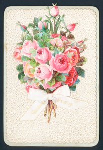 ピンクのバラの花束、クリスマスカード 作： English School