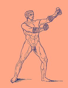 ボクサー、アドルフ・ボエッティヒャーによるオリンピアのイラスト、1886年（デジタル処理された画像） 作： English School