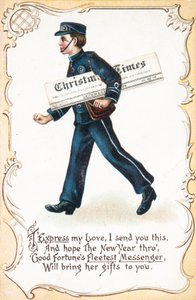 男の子配達クリスマスタイムズ新聞、クリスマスカード