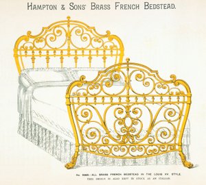 ハンプトンとサンズの家具カタログからの真鍮製フレンチベッドステッド、1902年